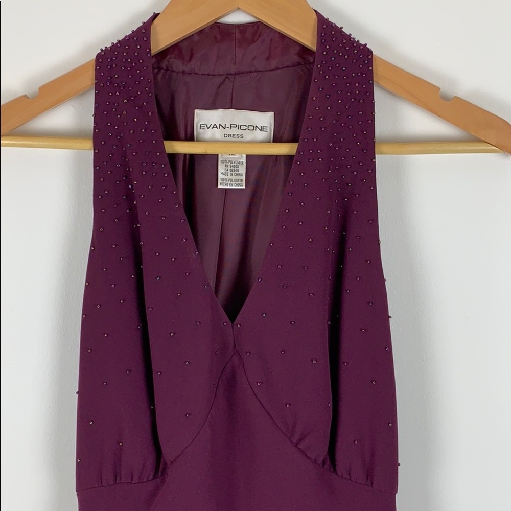 Evan Picone Plum Halter Top, High Low Evening Gown